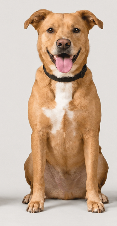 An adult dog sitting